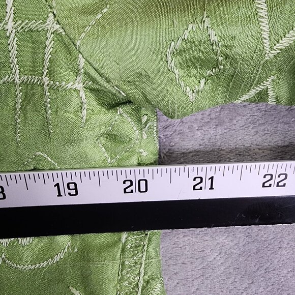 Womens Petite Coldwater Creek Green Embroidered Silk Jacket Open Front Size PS - Picture 6 of 8